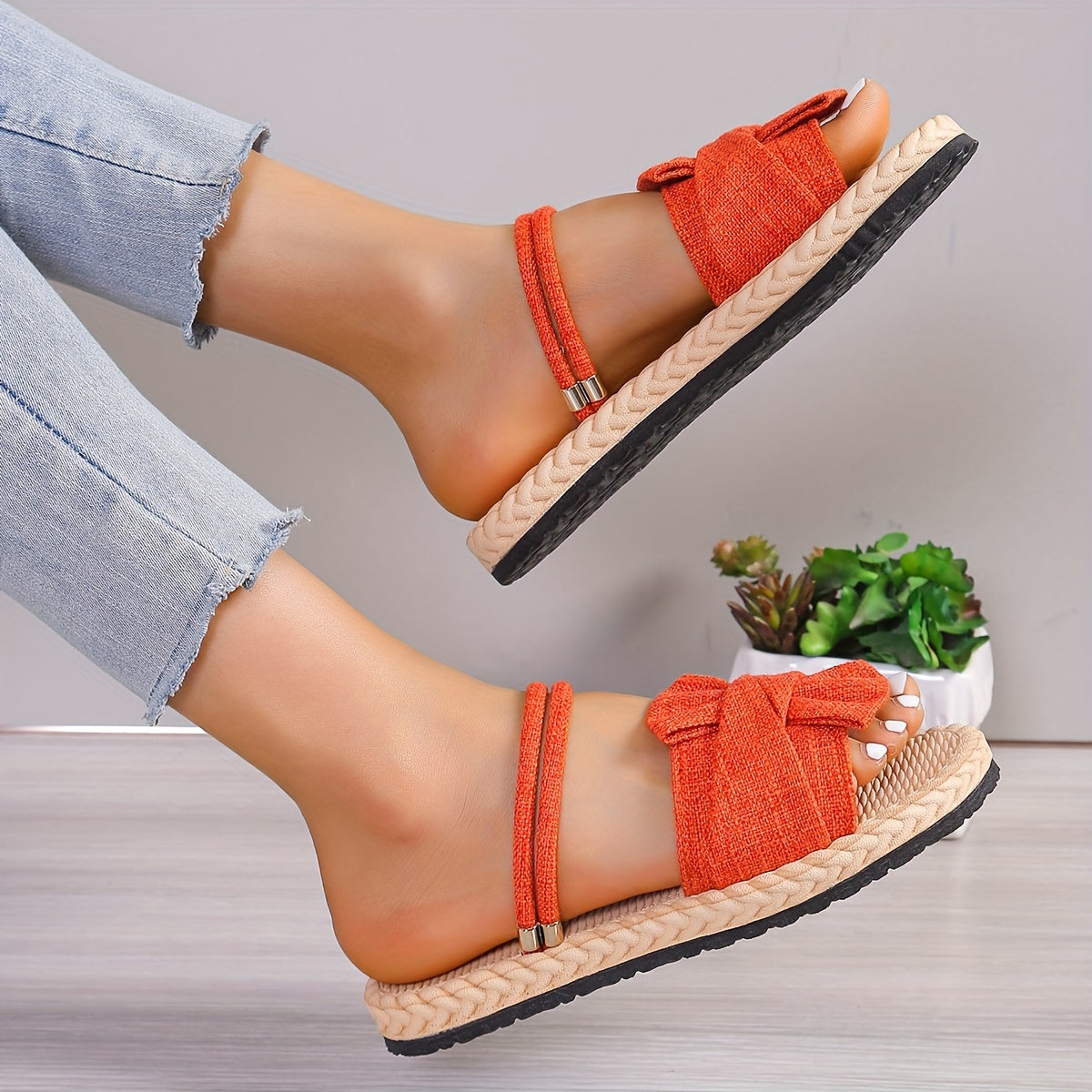 Damen Sommer Sandalen mit Schleife und Knöchelriemen – Bequeme Freizeitschuhe für Alltag & Urlaub