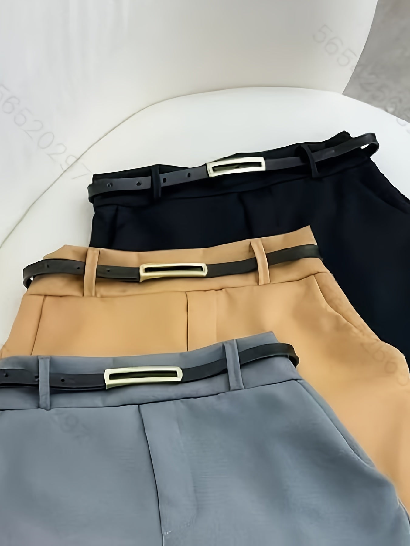 Gonna pantalone elegante da donna a vita alta con effetto cintura per ufficio e tempo libero
