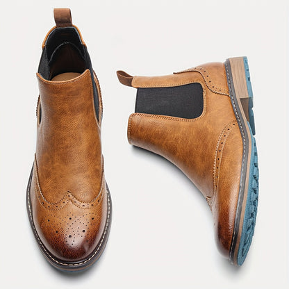 Herren Chelsea Boot mit Brogue-Muster, Elastikeinsatz & Profilsohle