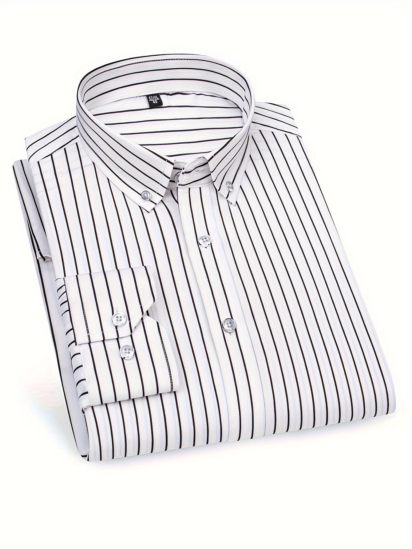 Chemise décontractée homme slim fit à rayures avec patte de boutonnage – Parfaite pour le quotidien et les sorties