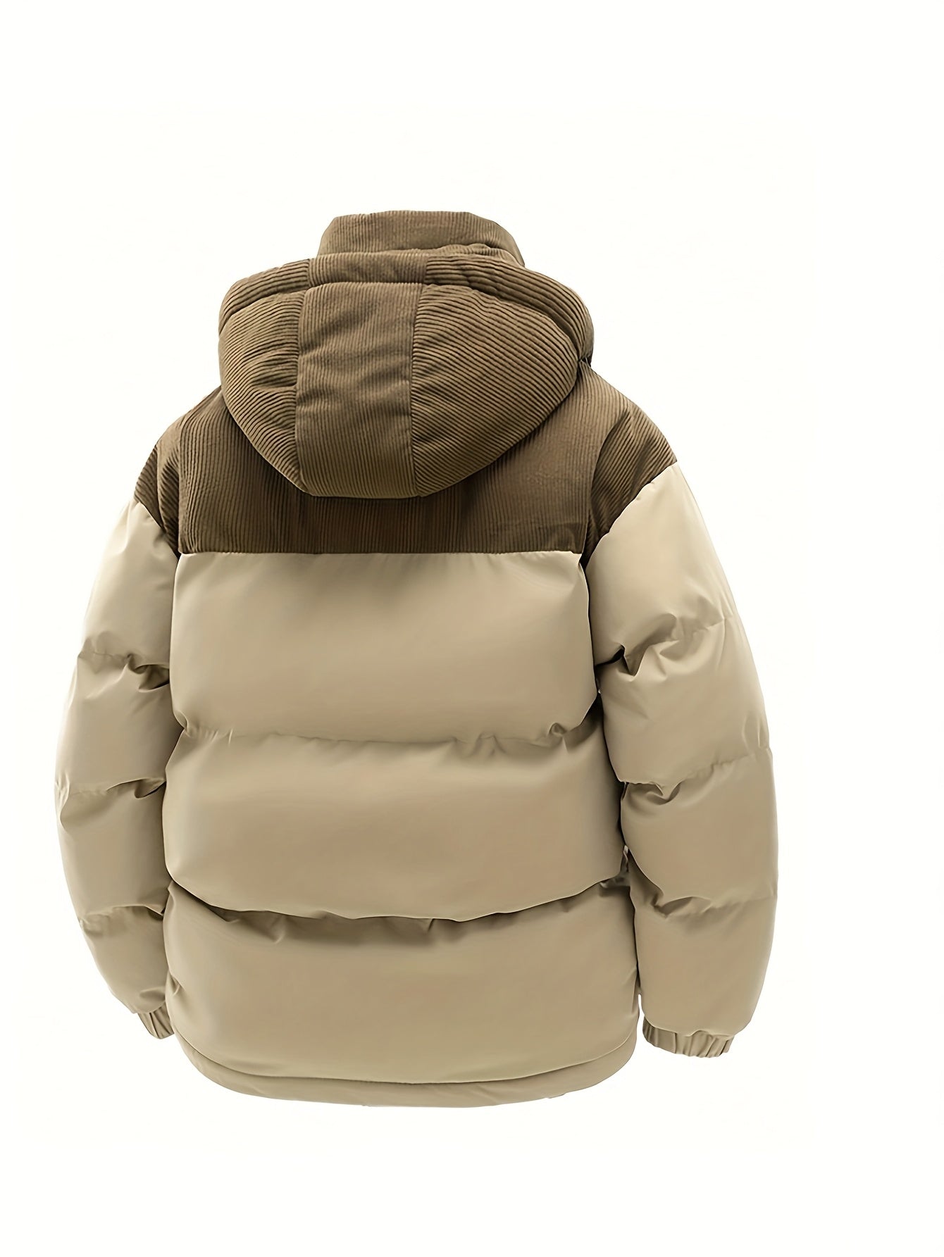 Steppjacke mit Kapuze für Herren, Zweifarbig, Khaki-Beige