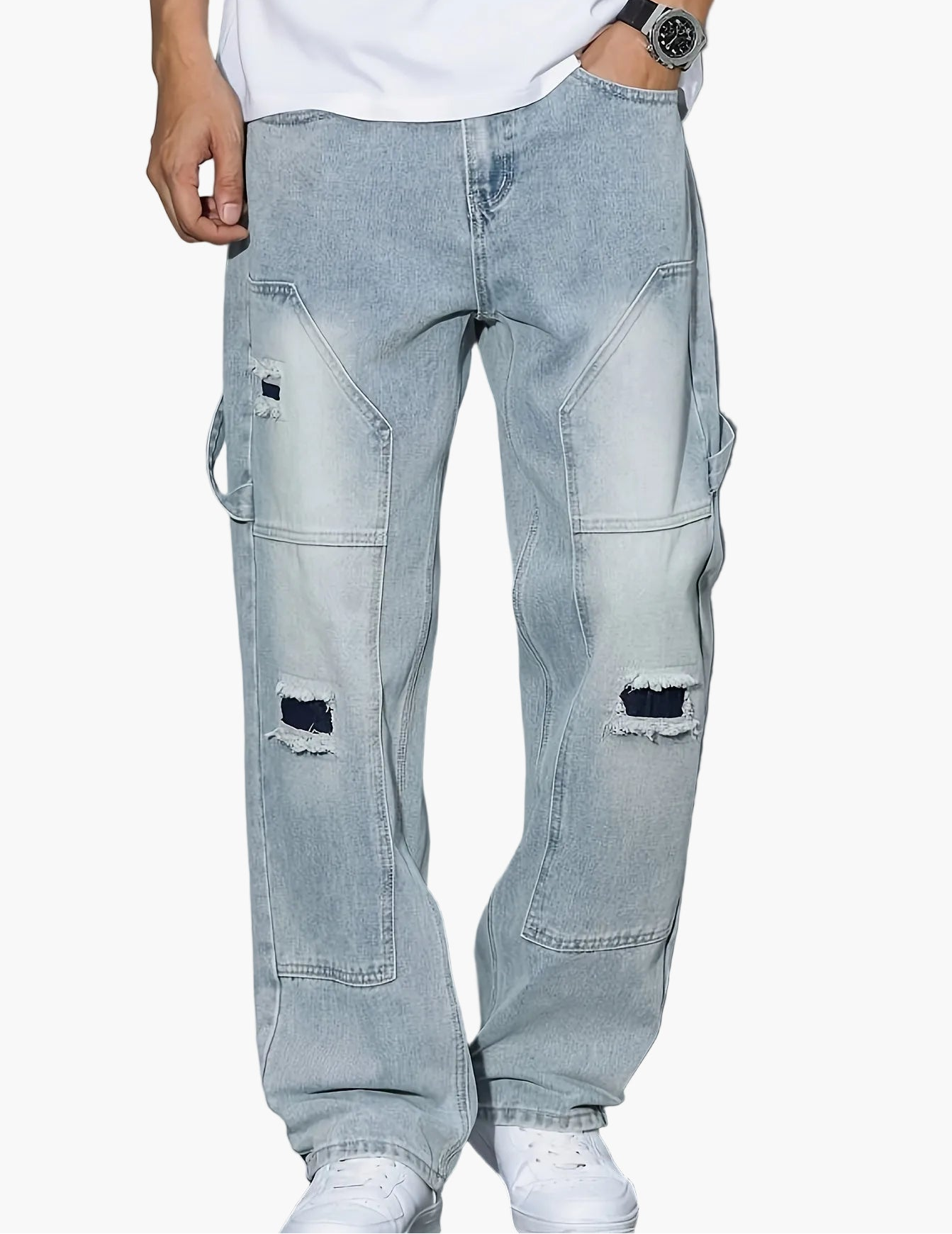 Jeans cargo da uomo in stile loose fit – moda streetwear per tutti i giorni e il tempo libero