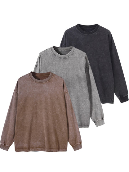 Sweatshirt Acid Washed Rundhalsausschnitt Langarm