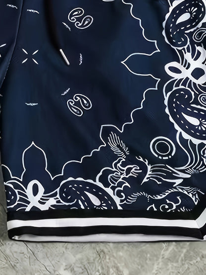 Herren Streetwear Basketball-Shorts mit Paisley-Print und sportlichem Design