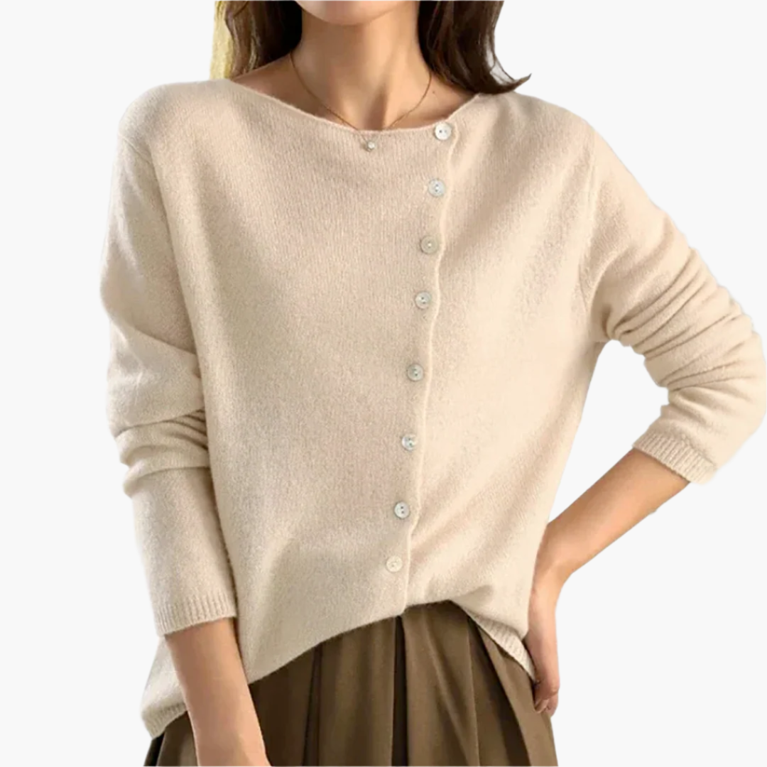 Damkofta med sidoknappar – Elegant cardigan för vardag och kontor