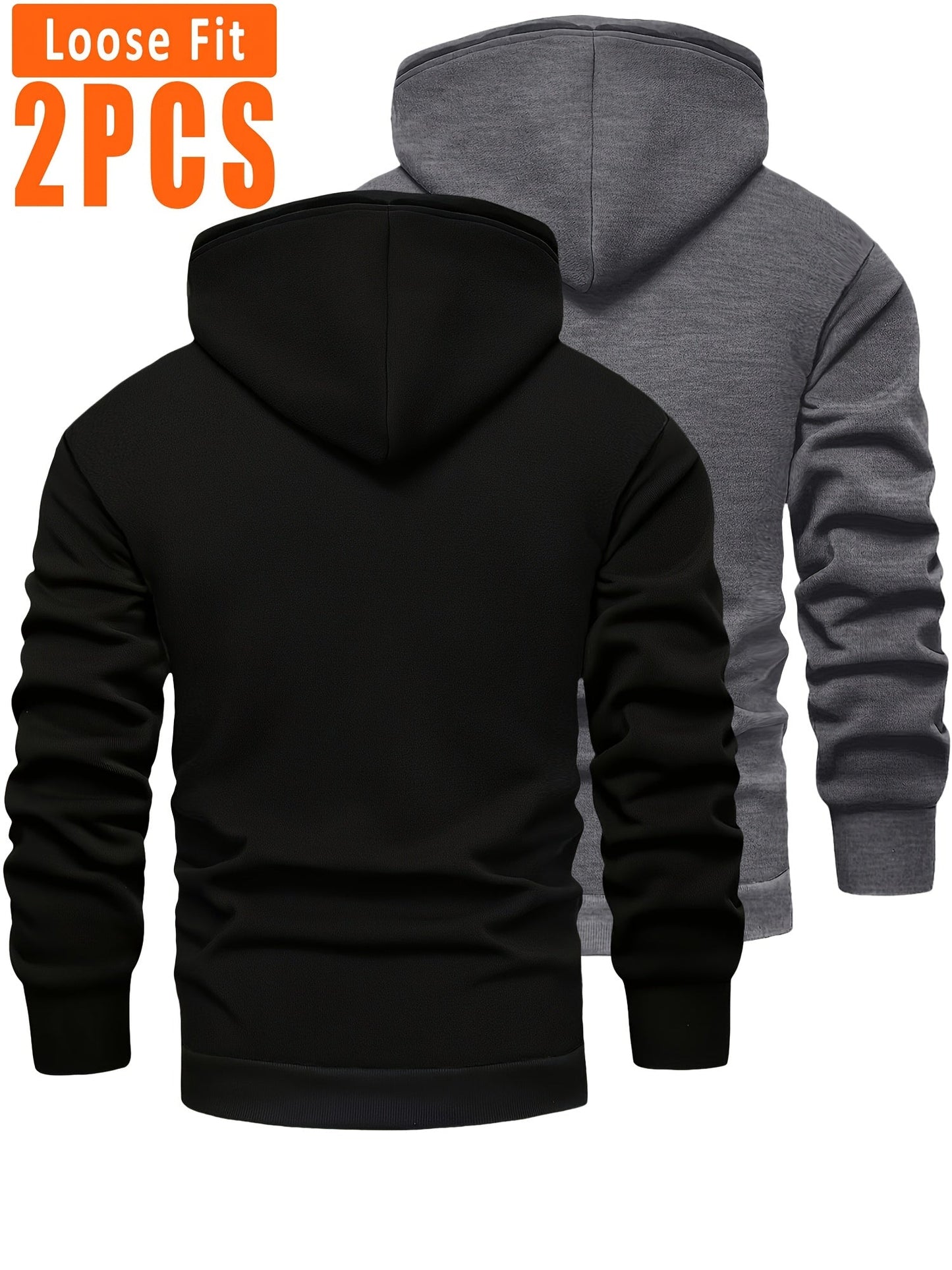 Pack de 2 sudaderas con capucha de corte holgado para hombre y forro interior suave