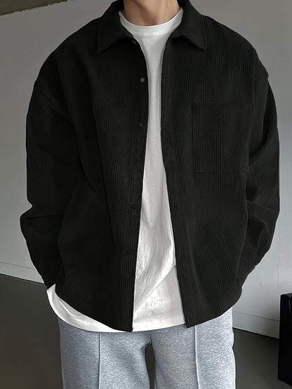 Chaqueta camisa casual oversize para hombre con botonadura – Look moderno de ocio