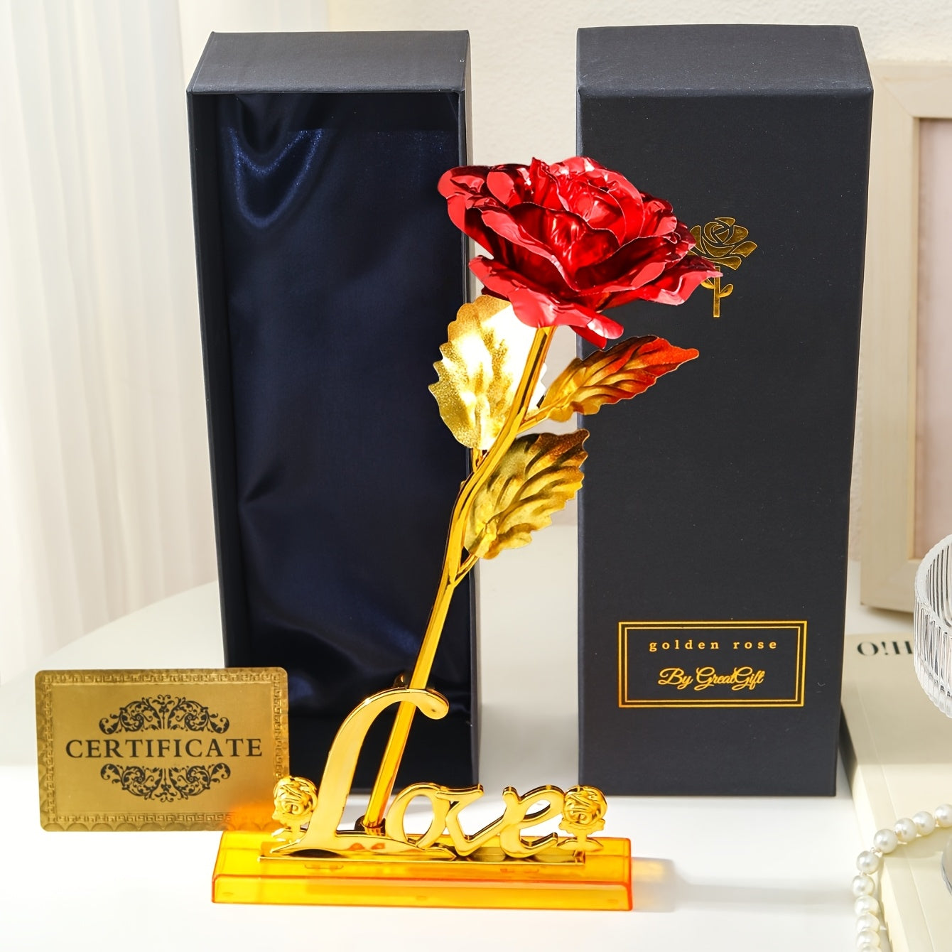 Luxuriöses Geschenk Deko-Rose mit Geschenkbox – Zeitlose Blume für Damen – Perfekt als Liebesbeweis oder Dekoration