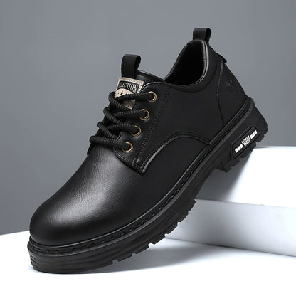 Herren Schnürschuh Casual mit Profilsohle Schwarz