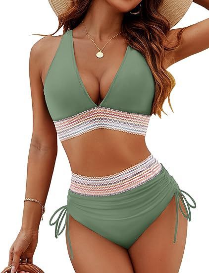 Catherine – Højtaljet damebikini med slidsdesign