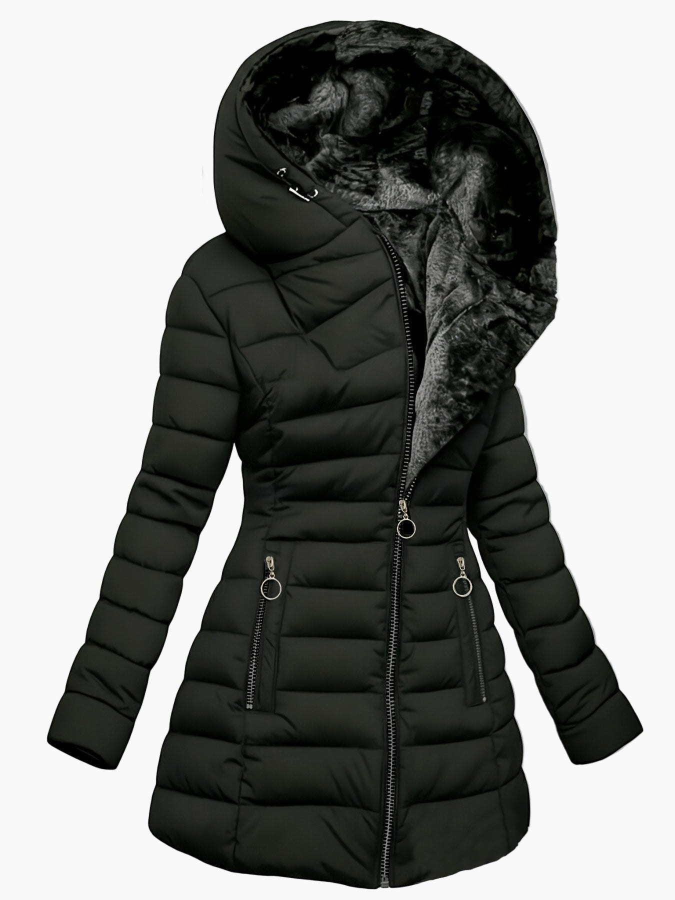 Cappotto imbottito invernale da donna con cappuccio – Elegante parka outdoor per giornate fredde