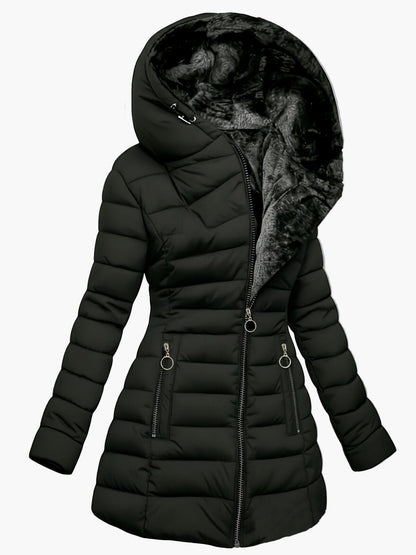Cappotto imbottito invernale da donna con cappuccio – Elegante parka outdoor per giornate fredde