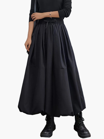Damska spódnica maxi z szerokim krojem balonowym i kieszeniami – elegancki streetwear na wiosnę i lato