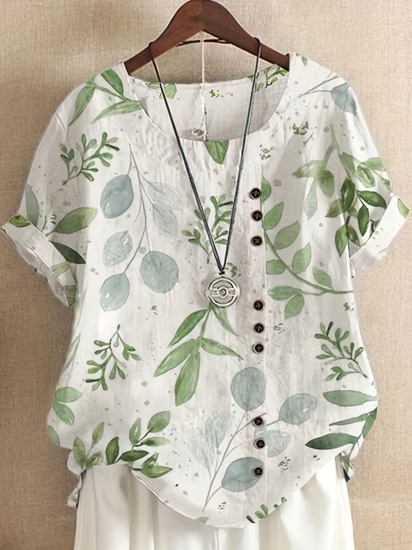 Blusa vintage da donna con motivo floreale e abbottonatura – Maglietta estiva casual in stile retrò