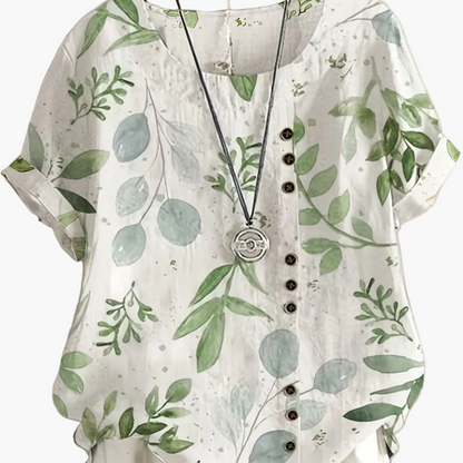 Blusa vintage da donna con motivo floreale e abbottonatura – Maglietta estiva casual in stile retrò