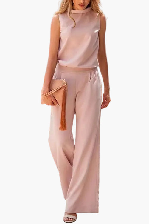 Mono sin mangas elegante para mujer con pierna ancha para el día a día y ocasiones especiales