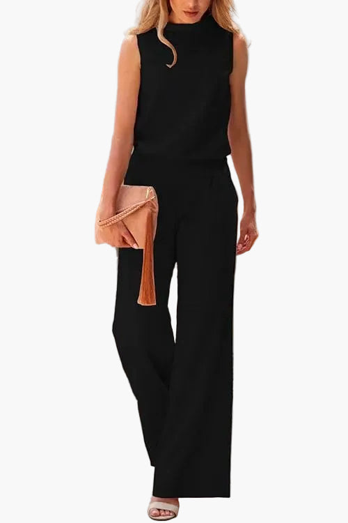 Mono sin mangas elegante para mujer con pierna ancha para el día a día y ocasiones especiales