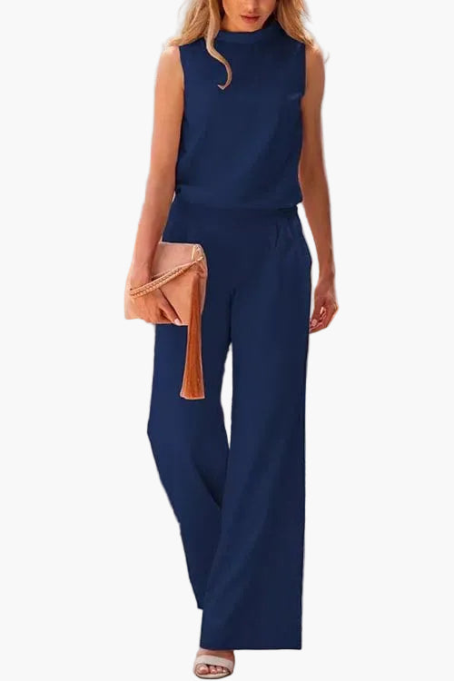 Mono sin mangas elegante para mujer con pierna ancha para el día a día y ocasiones especiales