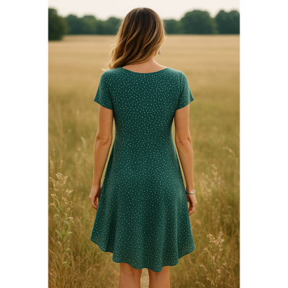 Damen Sommerkleid Kurzarm Elegant Freizeitkleid für Alltag und Urlaub