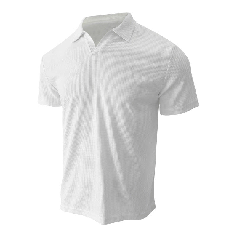 Duncan – Polo con escote en V y patrón de waffle para hombre