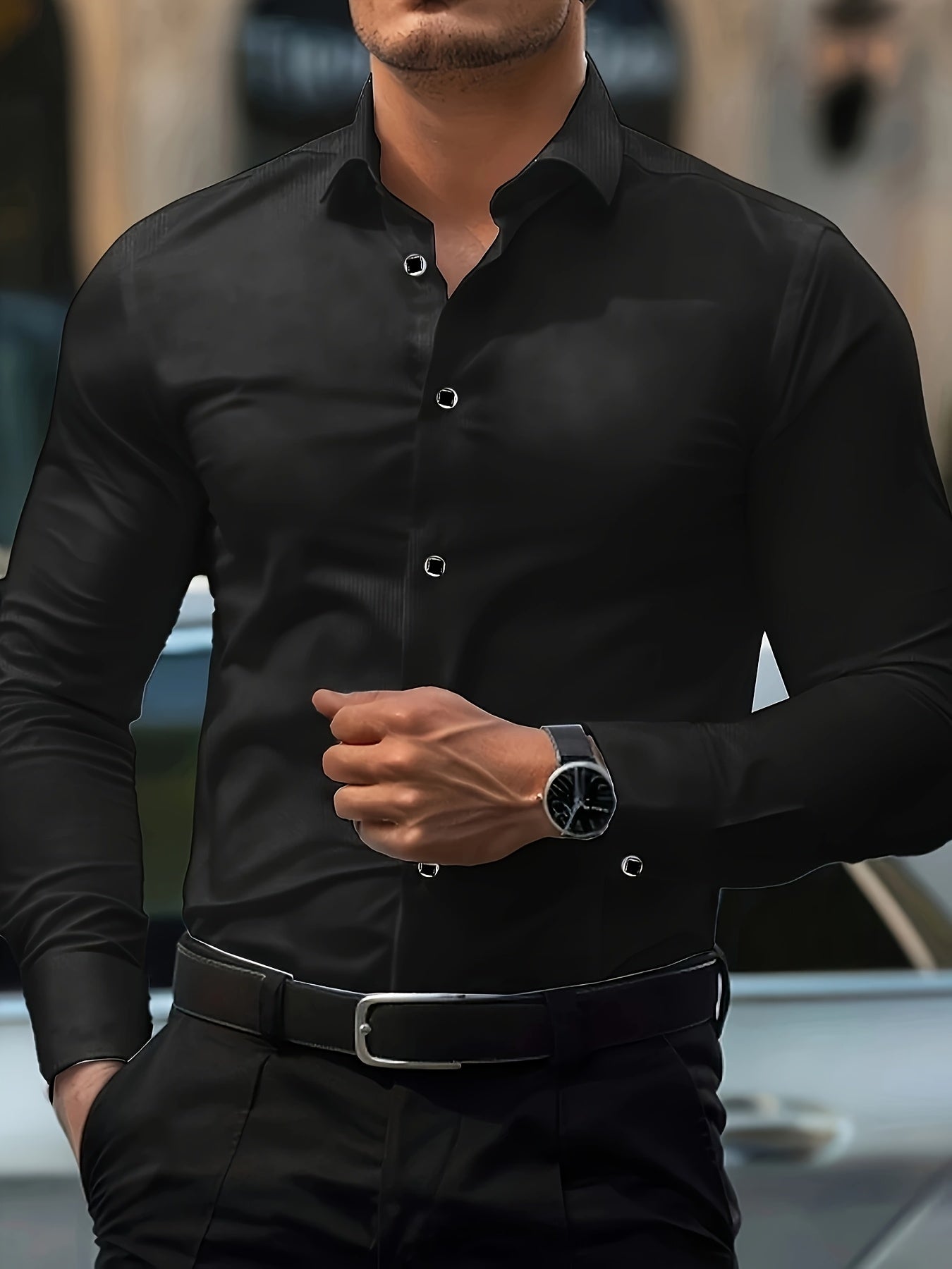 Herre Business Slim Fit Skjorte – Elegant stil til kontor og fritid