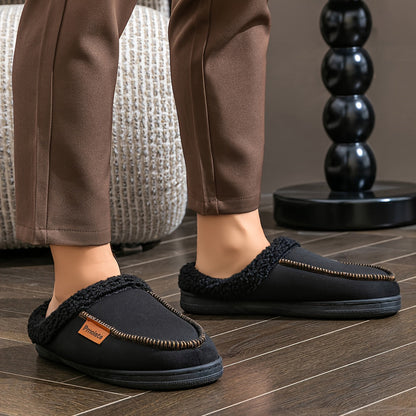Pantuflas forradas con costura decorativa negras