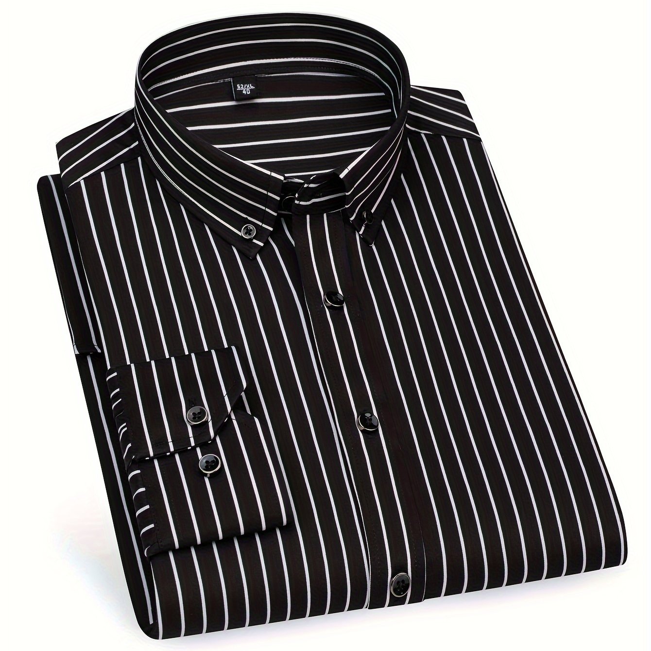 Chemise décontractée homme slim fit à rayures avec patte de boutonnage – Parfaite pour le quotidien et les sorties