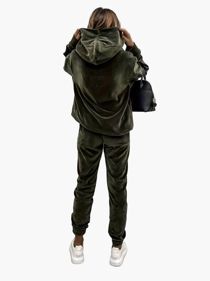 Completo tuta casual da donna – Felpa con cappuccio e pantaloni da jogging alla moda per tutti i giorni e viaggi
