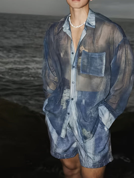 Heren Oversized Vrijetijdsoverhemd Set – Moderne Casual Look voor Strand & Dagelijks Gebruik