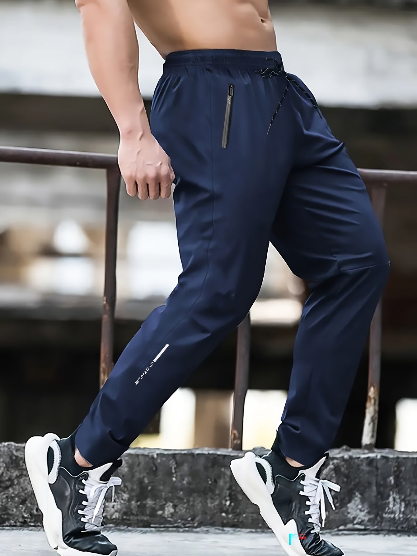 Męskie spodnie dresowe na co dzień Regular Fit z zamkiem błyskawicznym – sportowe spodnie treningowe na co dzień i fitness