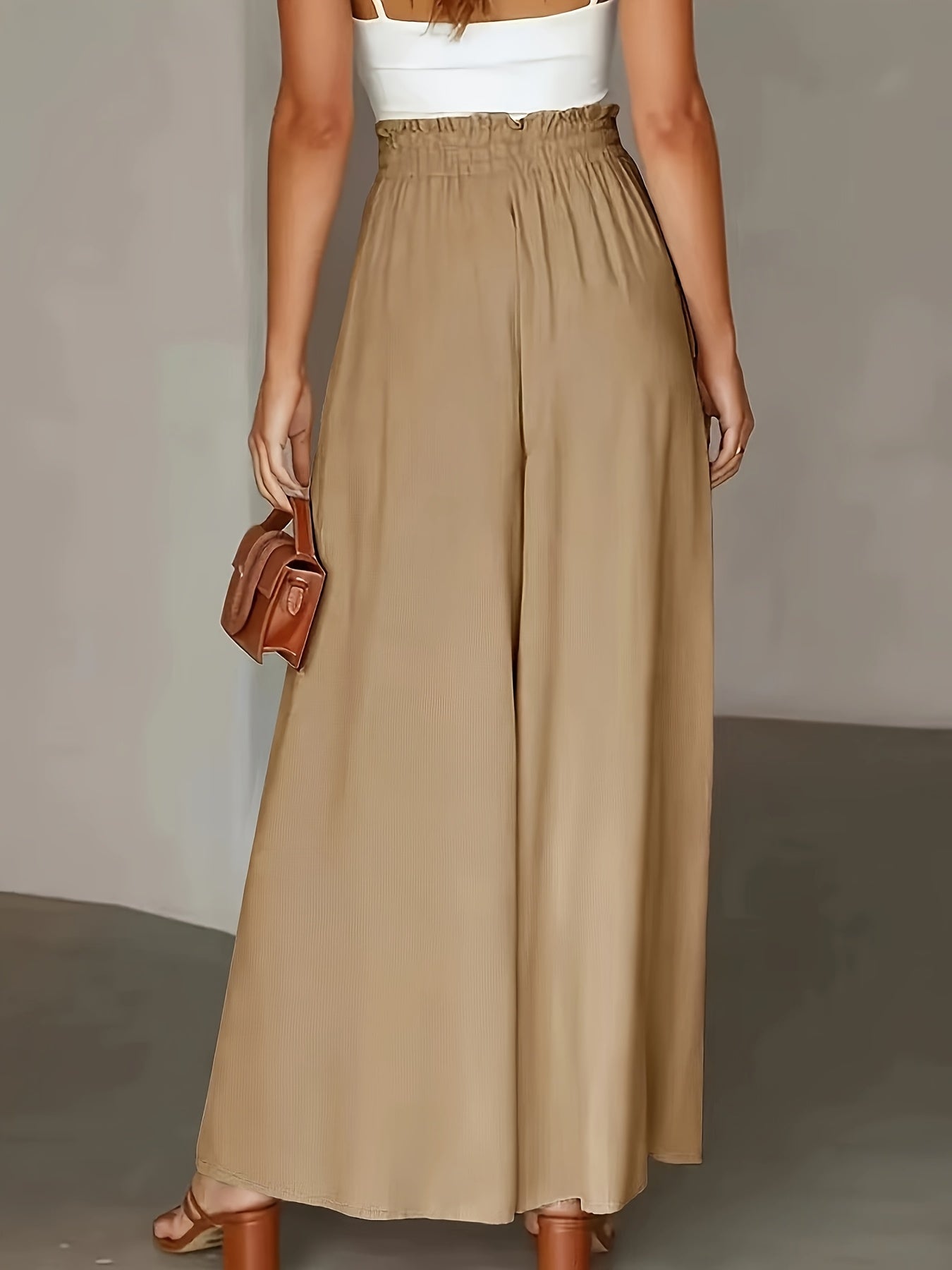 Damen Palazzo-Hose mit weitem Bein und Paperbag-Bund – Elegante High-Waist Hose für stilvolle Outfits