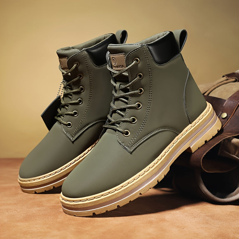 Herren Worker Stiefel mit Schnürung und Profilsohle
