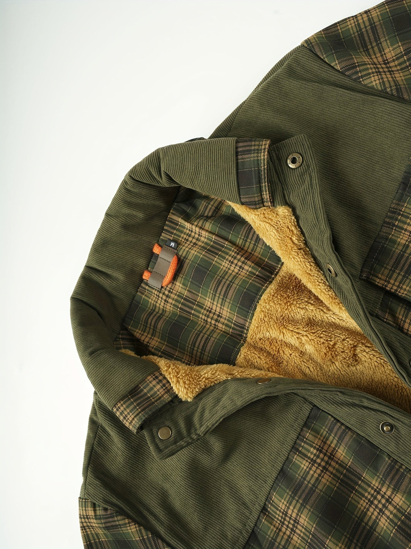 Geruit herenoverhemd met warme voering en corduroy-details