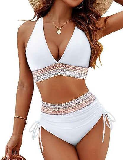 Catherine – Højtaljet damebikini med slidsdesign