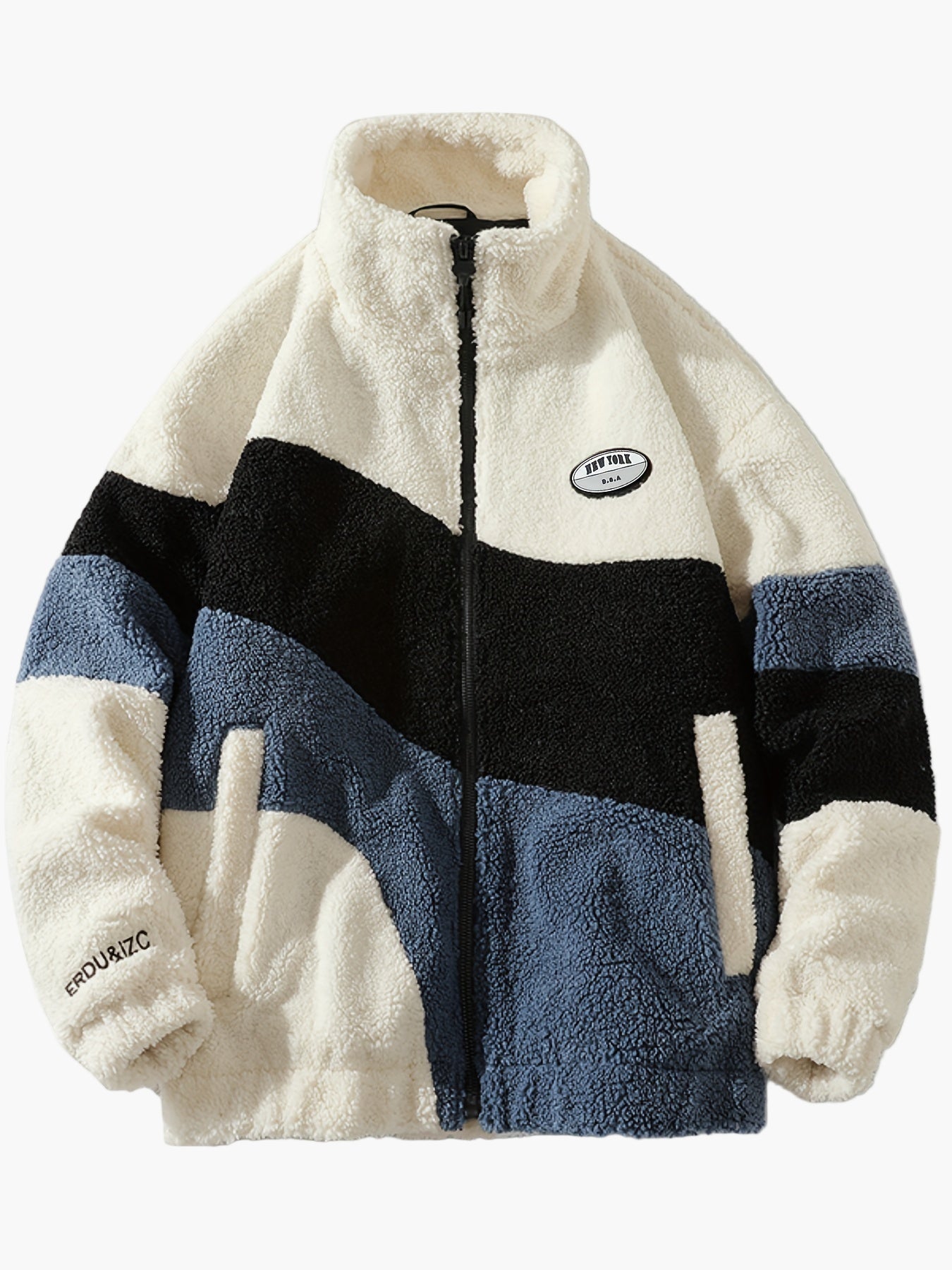 Herre preppy stil softshelljakke med farveblok-design og ståkrave – Fritidsjakke med lynlås