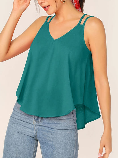 Top de verano para mujer con tirantes dobles y corte holgado – Camisola de moda para tiempo libre