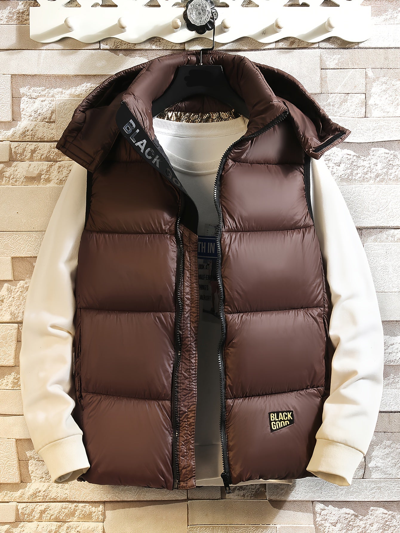 Gilet imbottito con cappuccio da uomo – Gilet trapuntato caldo