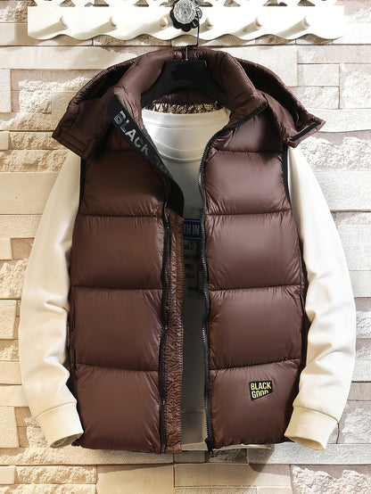 Gilet imbottito con cappuccio da uomo – Gilet trapuntato caldo