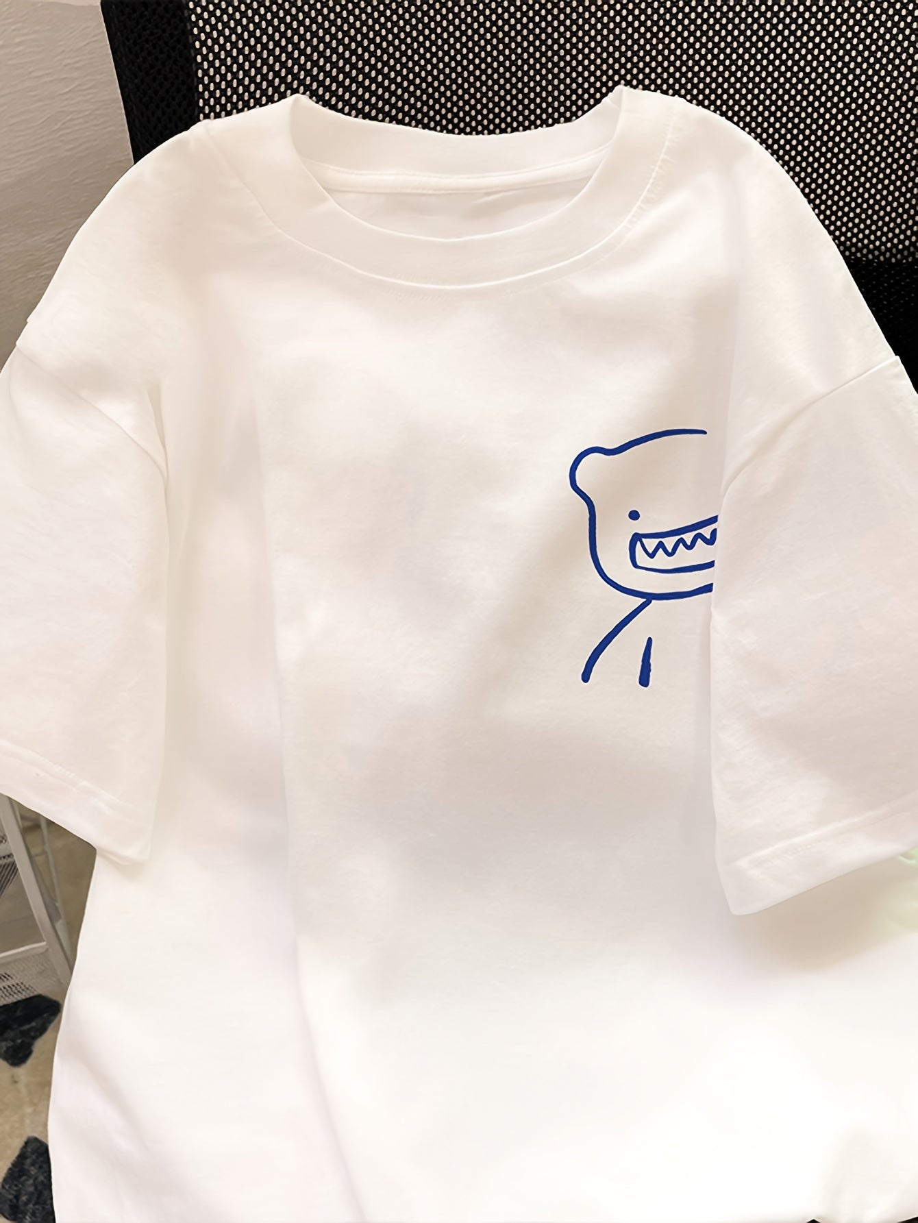 Herre Oversize Streetwear T-skjorte med Bjørnegrafikk og Moderne Trykk
