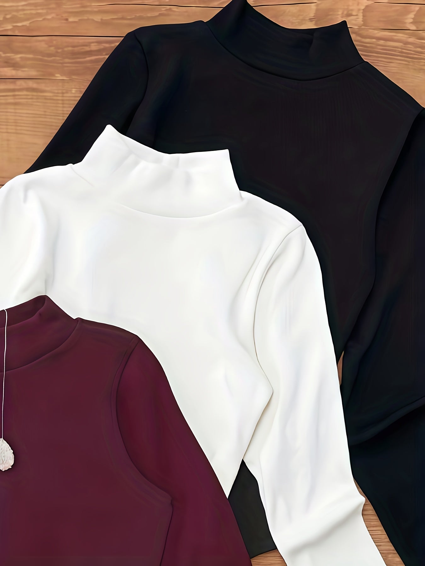 Langærmet damebody med rullekrave, slim fit og ribstruktur, basistrøje