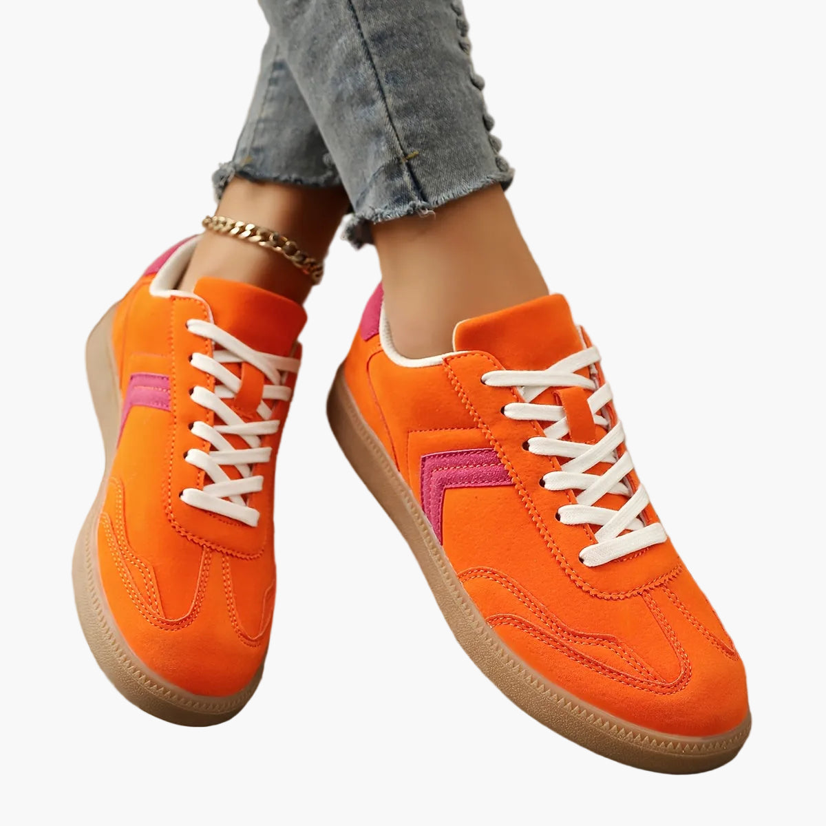 Damsneaker i retrostil med färgblockdesign för fritid och vardag