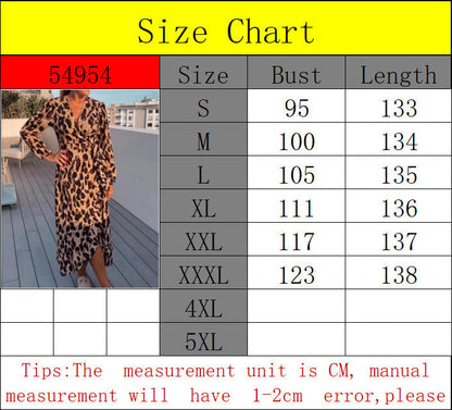 Julia – Sexy V-hals langarmjurk met luipaardprint