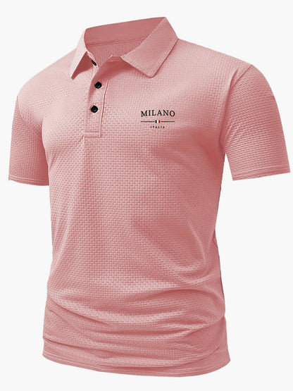 Męska koszulka polo casual z geometrycznym wzorem i listwą na guziki – idealna na co dzień i czas wolny