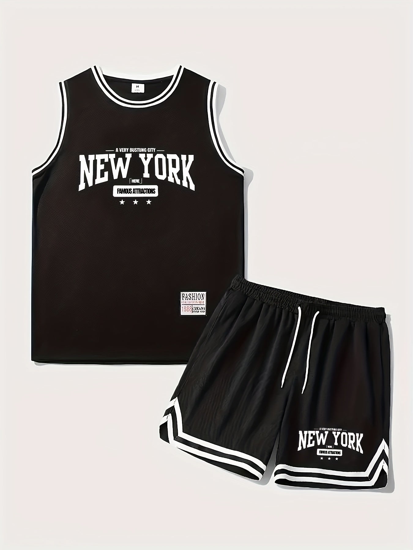 Herren Sport-Basketball-Set New York Print – Trainingsanzug für Fitness & Freizeit