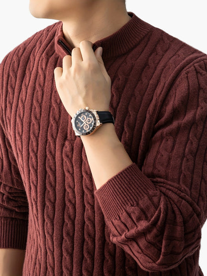 Herren Pullover mit Zopfmuster und Stehkragen – Modischer Strickpullover für Herbst und Winter, Casual Stil