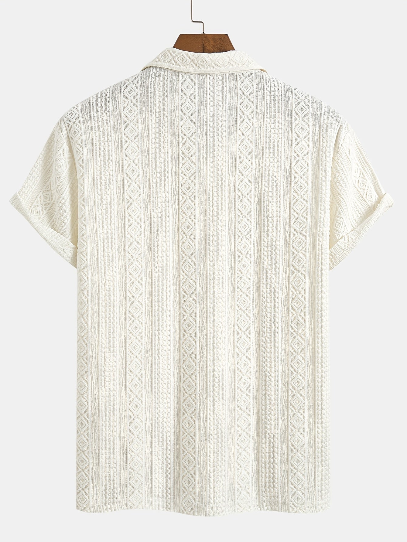 Herre poloshirt med geometrisk strukturbroderi – stilfuld fritids- og sommerskjorte