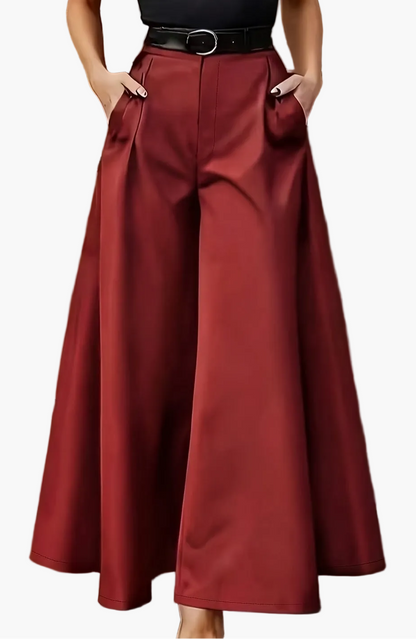 Pantalones Palazzo de pierna ancha para mujer para oficina y ocasiones elegantes – Pantalones de talle alto con estilo y carácter