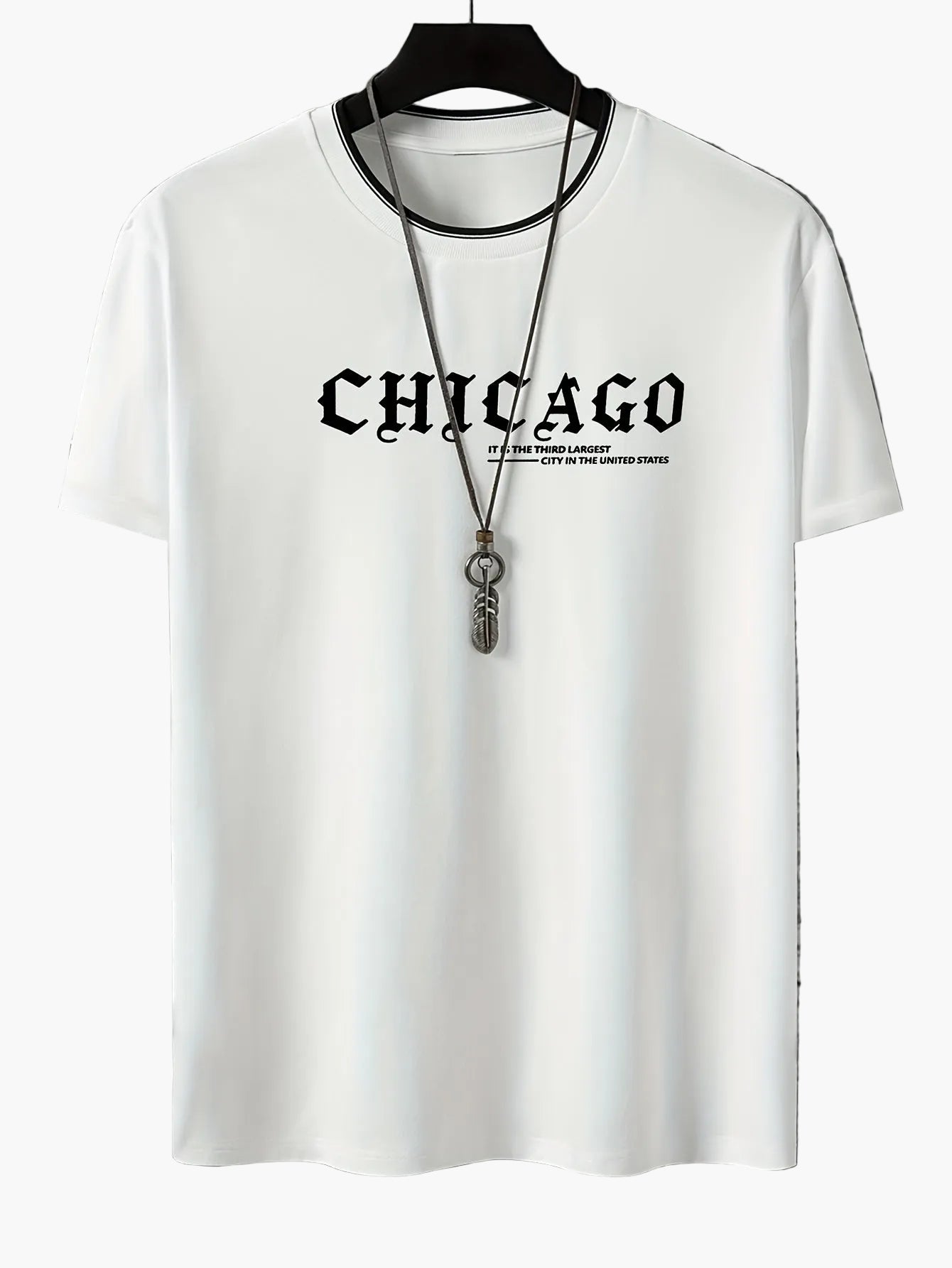 Herre T-shirt i streetwear-stil med "Chicago" print – afslappet sommeroverdel