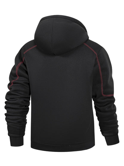 2er Pack Herren Kapuzenjacke Reißverschluss, gefüttert, Kontrastnähte