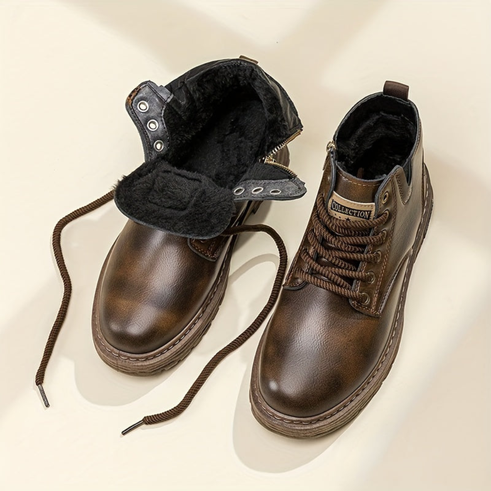 Herren Winterstiefel Schnürstiefel Gefütterte Boots Braun Schwarz